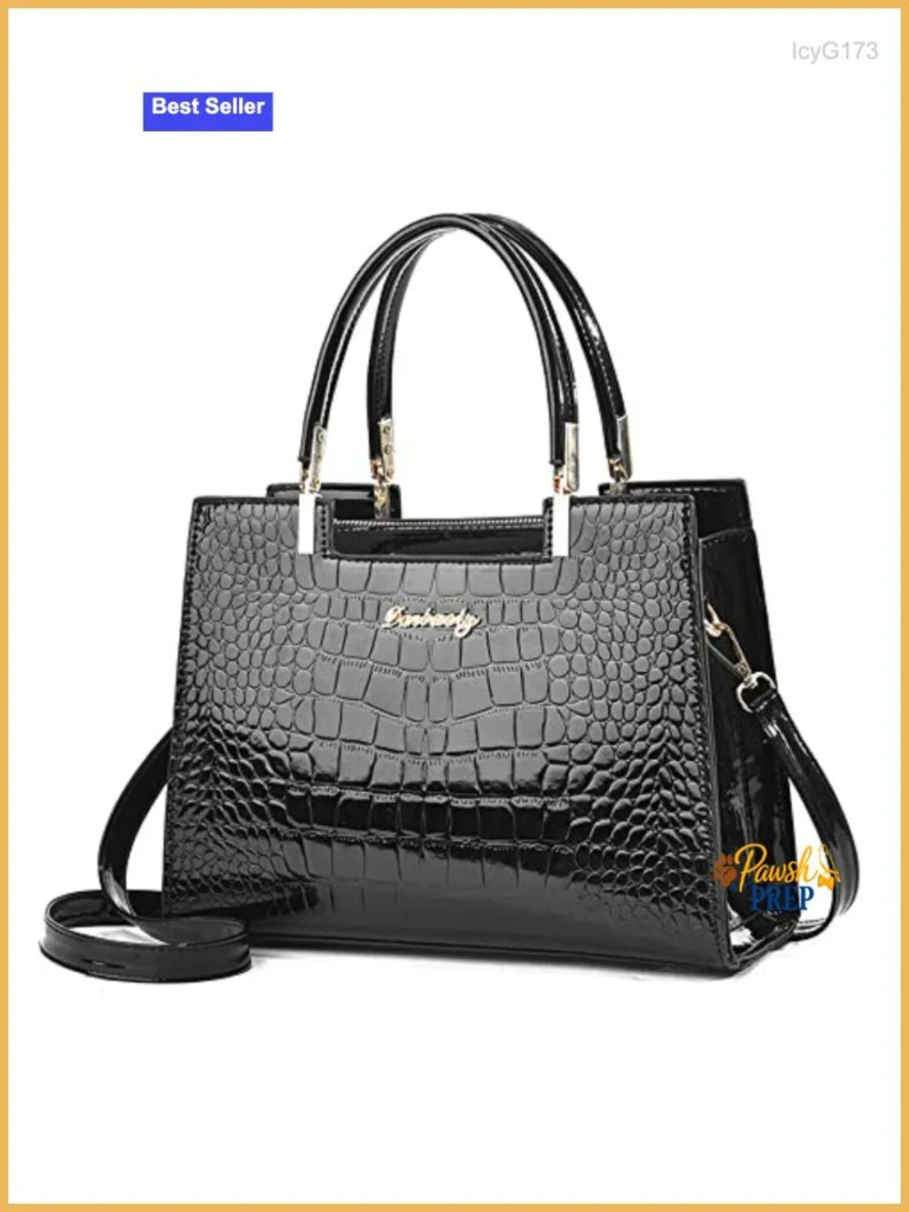 Women Tote Bag Faux Leather Crocodile Pattern Satchel Purse Top Handle
